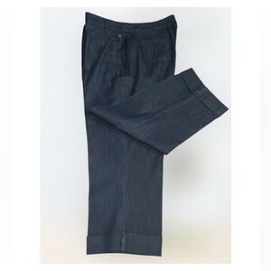 Cato Dark Wash Blue Cotton Blend High Waist Cuffed Casual Capri Pant Size 14 NEW